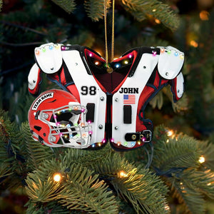 Personalized Football Shoulder Pads And Helmet Ornament