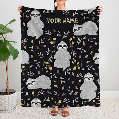 Personalized Sloth Fleece Blanket I04