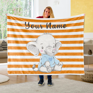 Personalized Baby Elephant Fleece Blanket I04