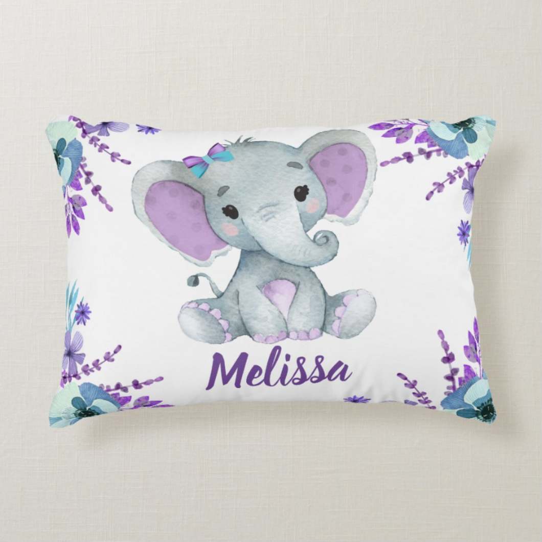 Personalize Name Elephant Pillow 04