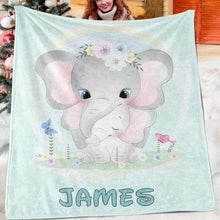 Load image into Gallery viewer, Custom Elephant Name Blanket I03