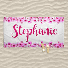 Load image into Gallery viewer, Personalized Beach Towels With Name II09- Floral Pink