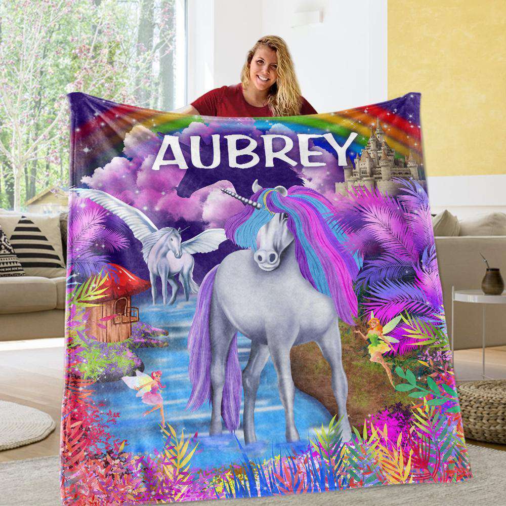 Personalized Magical Unicorn Fleece Blanket 06