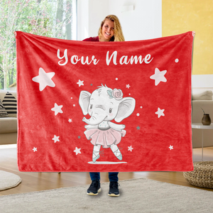 Personalized Baby Elephant Fleece Blanket I05