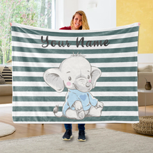 Load image into Gallery viewer, Personalized Baby Elephant Fleece Blanket I04