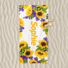 Load image into Gallery viewer, Personalized Beach Towels With Name II07- Sunflower Purple