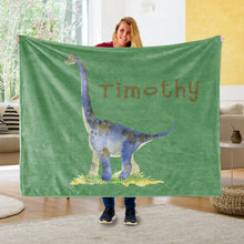 Load image into Gallery viewer, Custom Name Fleece Blanket Dinosaur IV11