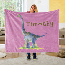 Load image into Gallery viewer, Custom Name Fleece Blanket Dinosaur IV11