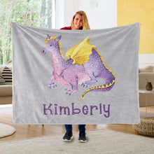 Load image into Gallery viewer, Custom Name Fleece Blanket Dinosaur IV12