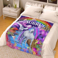 Load image into Gallery viewer, Personalized Magical Unicorn Fleece Blanket 06