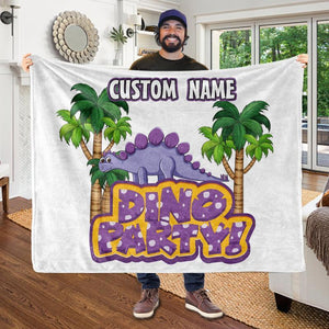 Custom Name Fleece Blanket Dinosaur II01