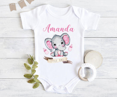 Personalized Baby Onesie I07-Elephant Pink