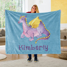 Load image into Gallery viewer, Custom Name Fleece Blanket Dinosaur IV12
