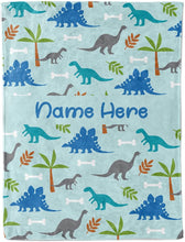 Load image into Gallery viewer, Custom Name Cartoon Dinosaur Blanket III11