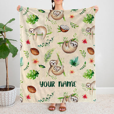 Personalized Sloth Fleece Blanket I07