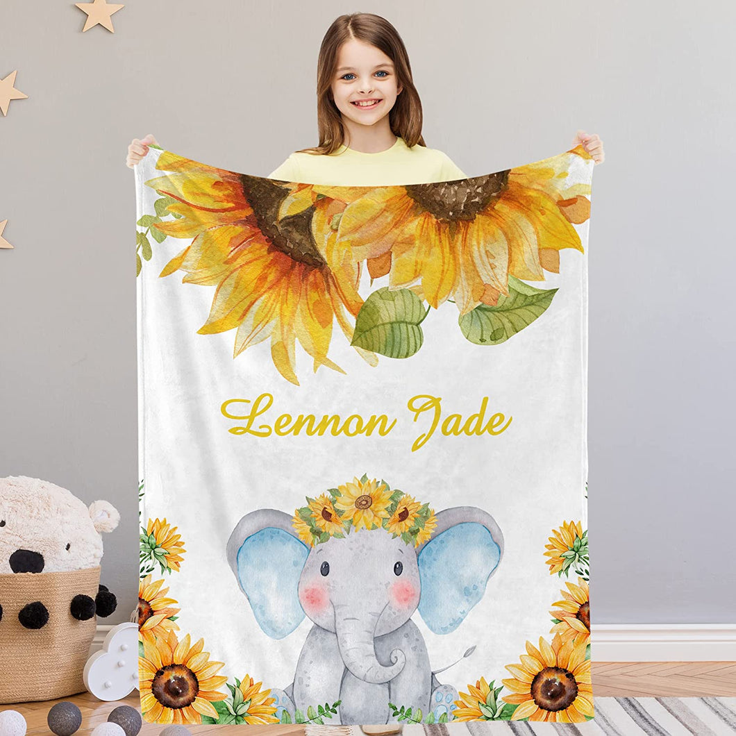 Personalized Elephant Blanket With Name IV09