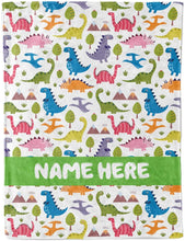 Load image into Gallery viewer, Custom Name Cartoon Dinosaur Blanket III10