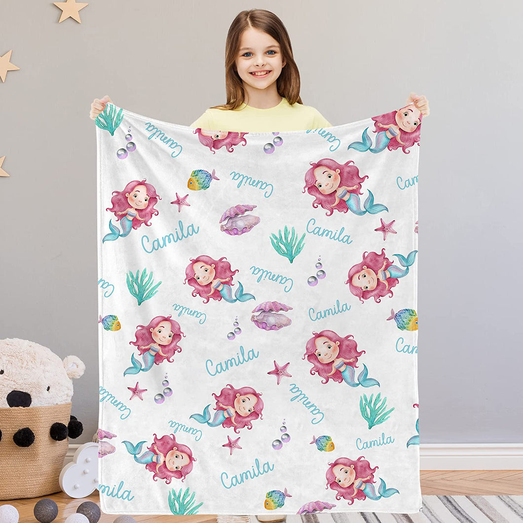 Personalized Magical Mermaid Fleece Blanket 15