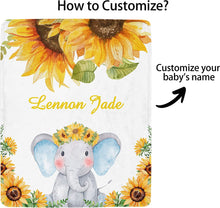 Load image into Gallery viewer, Personalized Elephant Blanket With Name IV09