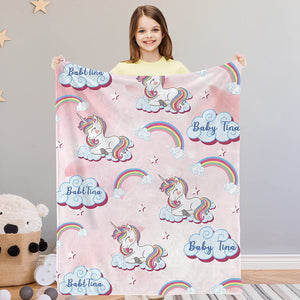 Personalized Magical Unicorn Fleece Blanket 16
