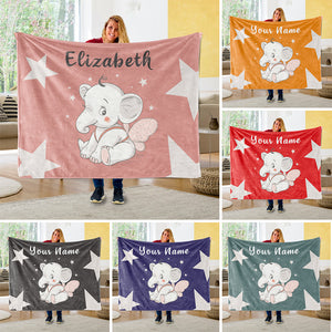 Personalized Baby Elephant Fleece Blanket I02