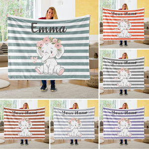 Personalized Baby Elephant Fleece Blanket I01