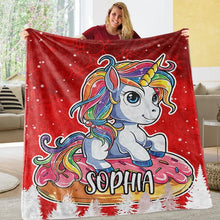 Load image into Gallery viewer, Custom UNICORN Name Blankets I01