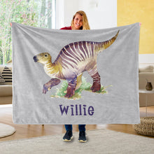 Load image into Gallery viewer, Custom Name Fleece Blanket Dinosaur IV02