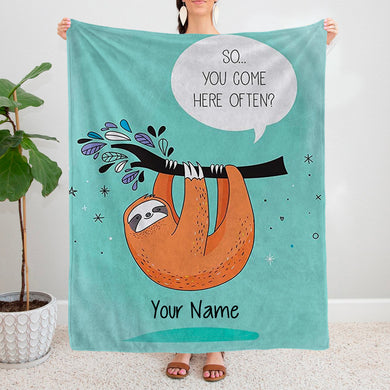 Personalized Sloth Fleece Blanket I09