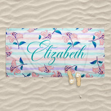 Load image into Gallery viewer, Personalized Beach Towels With Name II08- Floral