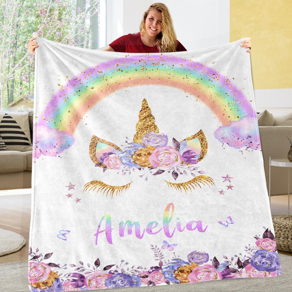 Personalized Magical Unicorn Fleece Blanket 08