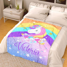 Load image into Gallery viewer, Personalized Magical Unicorn Fleece Blanket 11