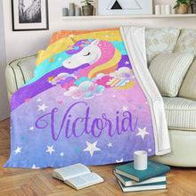 Load image into Gallery viewer, Personalized Magical Unicorn Fleece Blanket 11