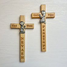 Load image into Gallery viewer, Personalized Wood Cross-Bless For Boys and Girls