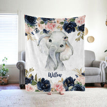 Load image into Gallery viewer, Personalized Name Fleece Blanket 01-Elephant