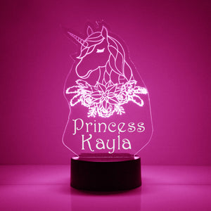 Custom Unicorn Night Lights with Name / 7 Color Changing LED Lamp III21