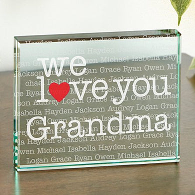 Personalized We Heart 2 Sided Glass Block