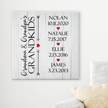 Load image into Gallery viewer, Personalized Grandkids Have Our Hearts Canvas