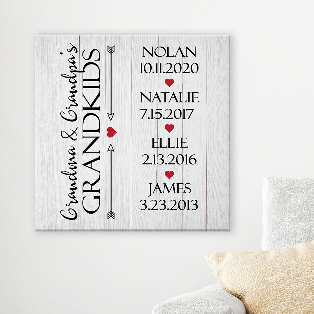 Personalized Grandkids Have Our Hearts Canvas