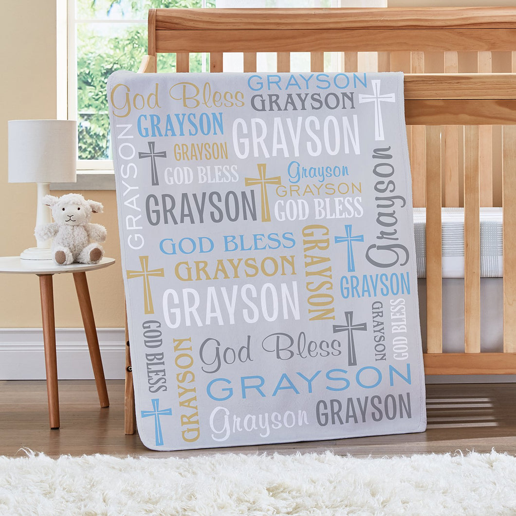 Personalized God Bless Name Blanket