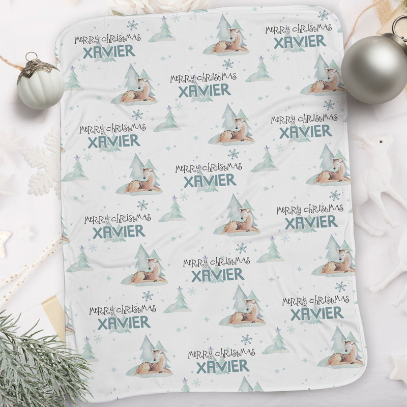 Personalized Christmas Blanket I07-Snow Deer