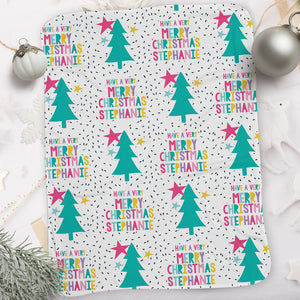 Personalized Christmas Blanket I29-Tree Pastels