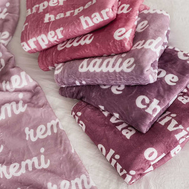 Purple Birth Celebration Personalized Blanket for Boys and Girls