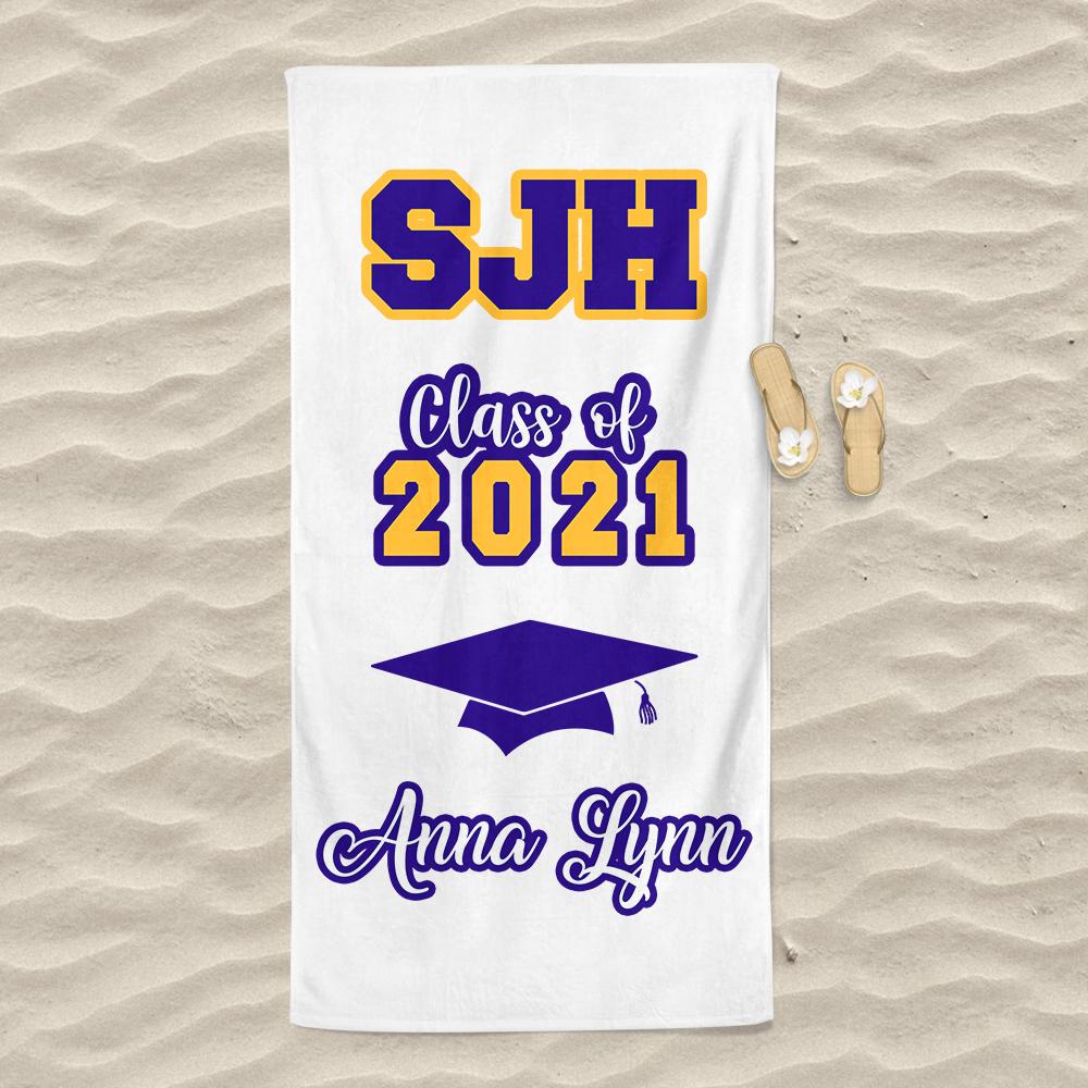 Customized Name Graduation Beach Towel I03