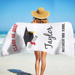 Customized Name Graduation Beach Towel I04