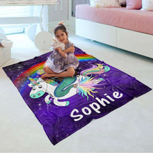 Load image into Gallery viewer, Personalized Magical Unicorn Fleece Blanket 04