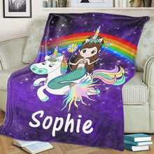 Load image into Gallery viewer, Personalized Magical Unicorn Fleece Blanket 04