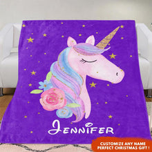 Load image into Gallery viewer, Personalized Magical Unicorn Fleece Blanket 12