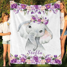 Load image into Gallery viewer, Personalized Name Fleece Blanket 13-Elephant