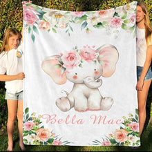 Load image into Gallery viewer, Personalized Name Fleece Blanket 15-Elephant